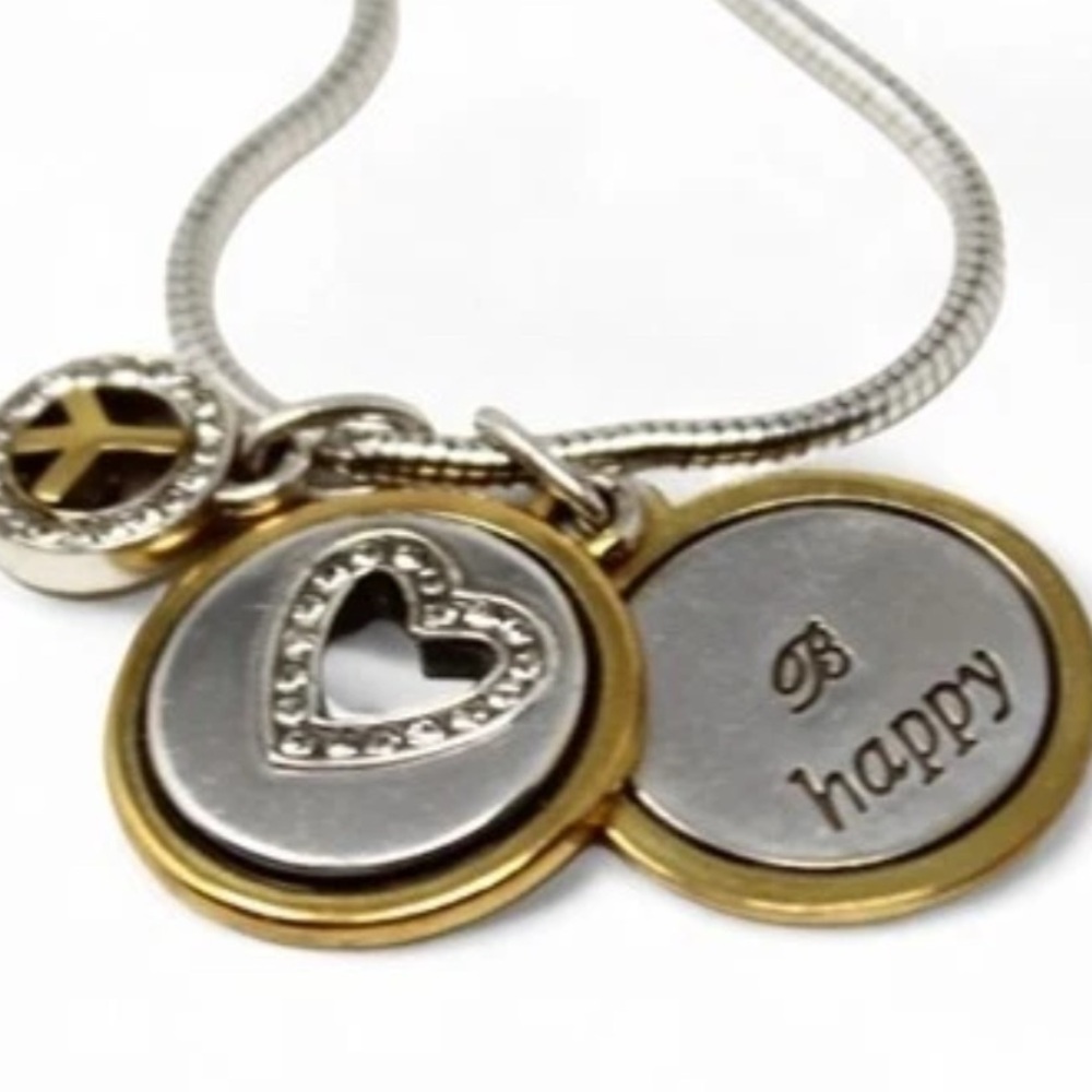 Brighton B Happy Two Tone Peace Heart Pendant Necklace 1843 - Picture 8 of 9
